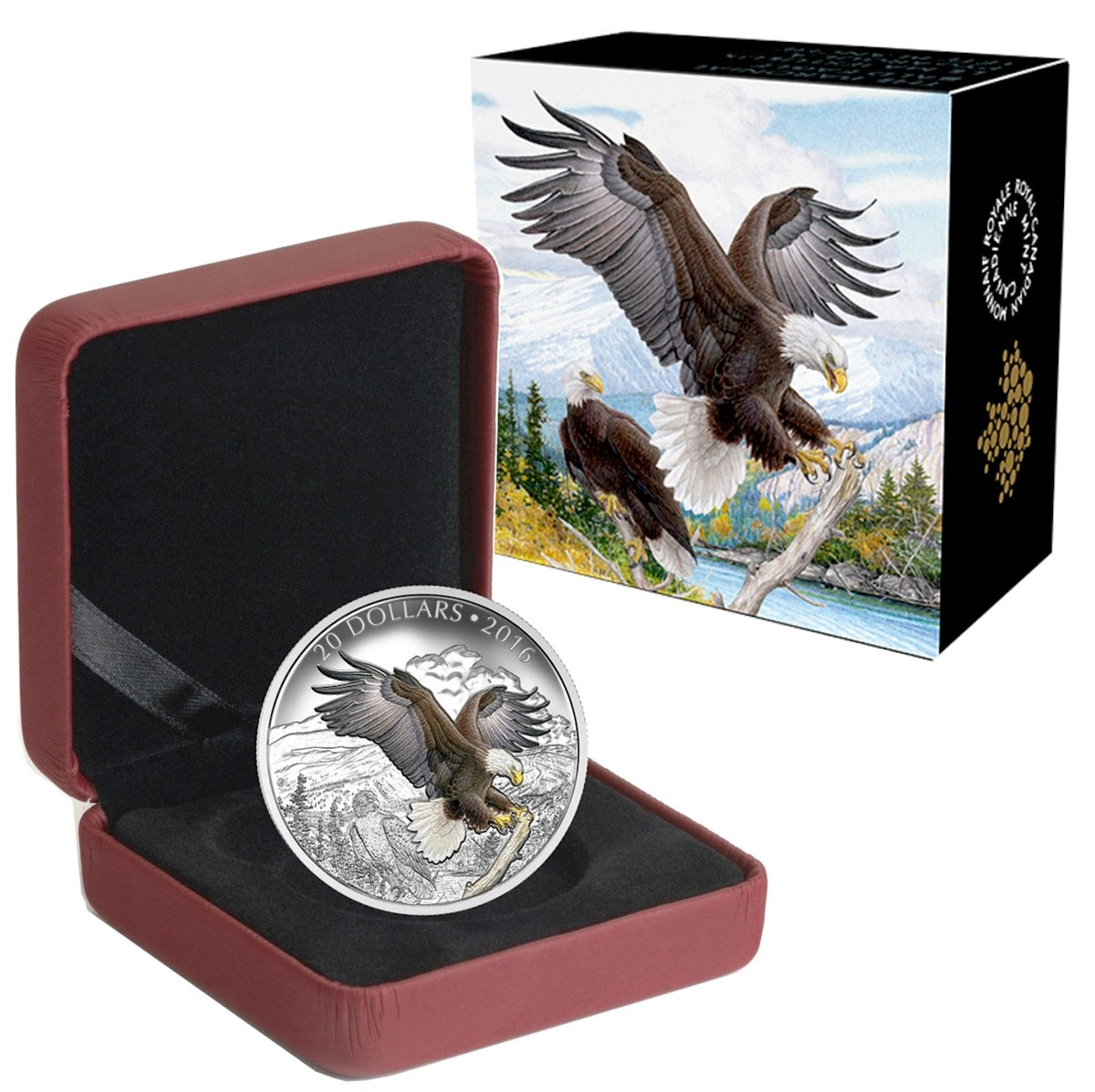 2016 Canada $20 Majestic Animals - Baronial Bald Eagle Silver (No Tax)