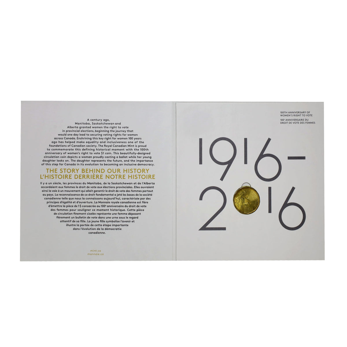 2016 Canada 100th Anniversary of Women's Right to Vote Loon Dollar Gift Set