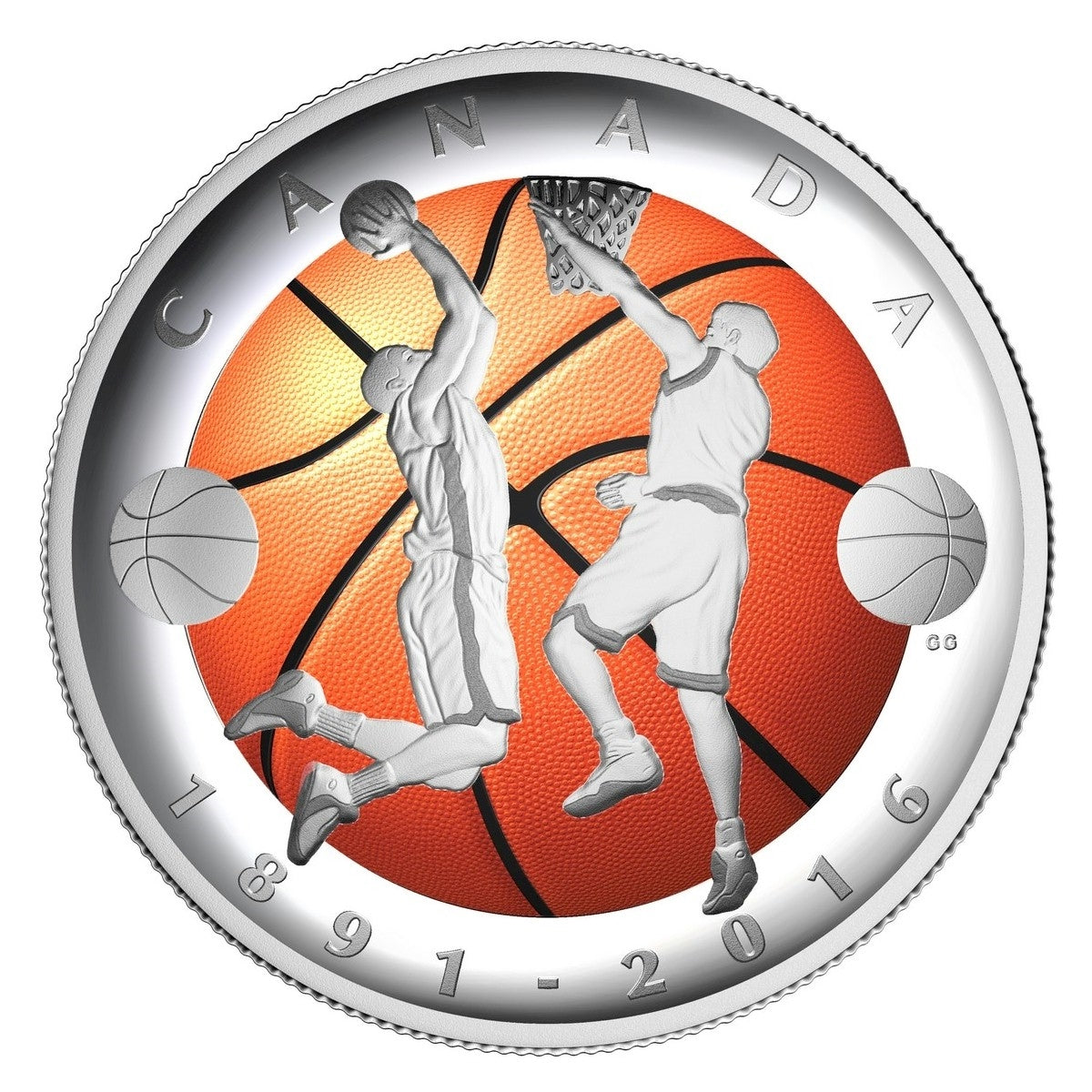 2016 Canada $25 Invention of Basketball Curved Silver (TAX Exempt)