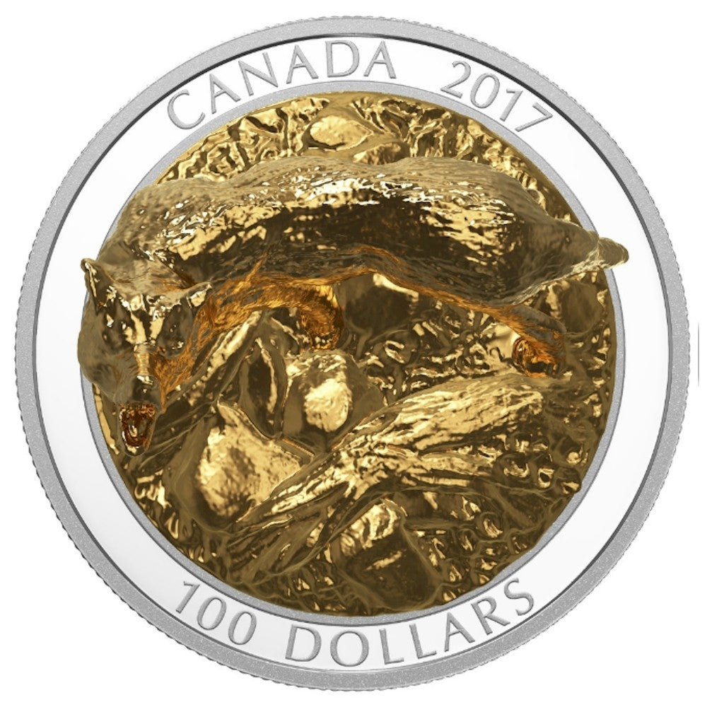 2017 $100 Sculpture of Majestic Canadian Animals - Wolf Fine Silver (No Tax)