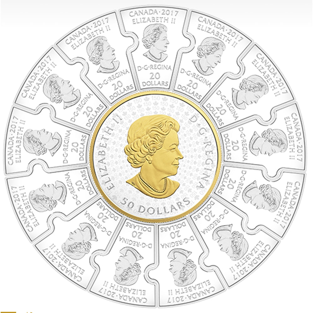 2017 $50 Canada 150th - Puzzle Coin Fine Silver Half Kilo (No Tax)