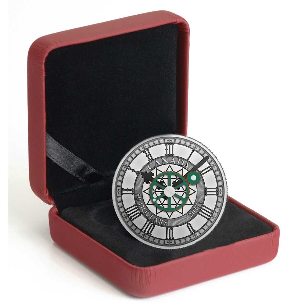 2017 Canada $50 Peace Tower Clock 90th Anniversary Fine Silver Coin