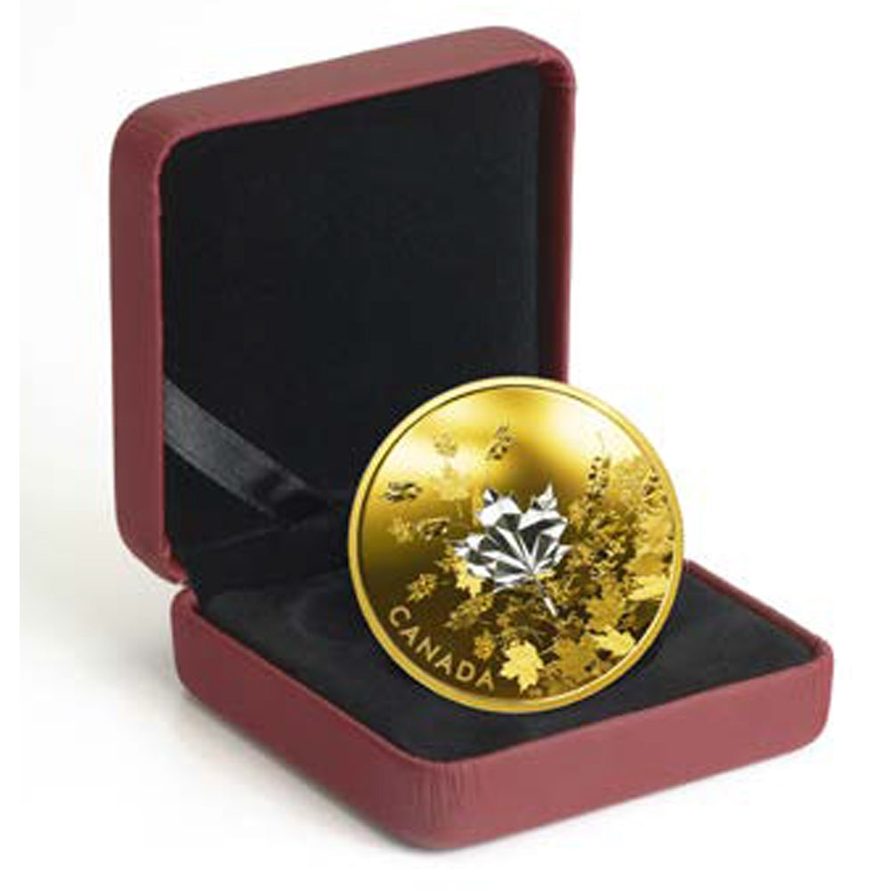 2017 Canada $50 Whispering Maple Leaves Gold Plated 3oz. Silver (No Tax)