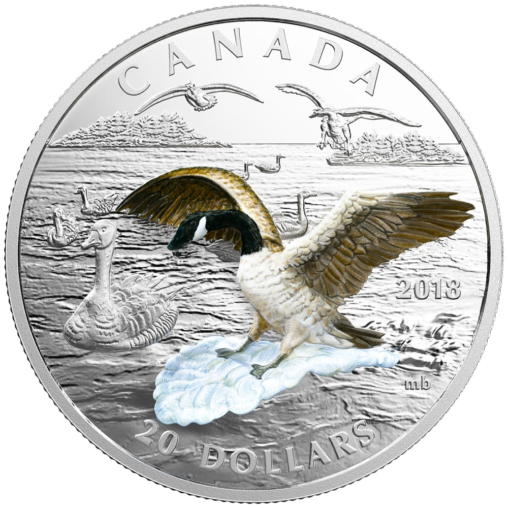 2018 $20 3-Dimensional Approaching Canada Goose Fine Silver (No Tax)