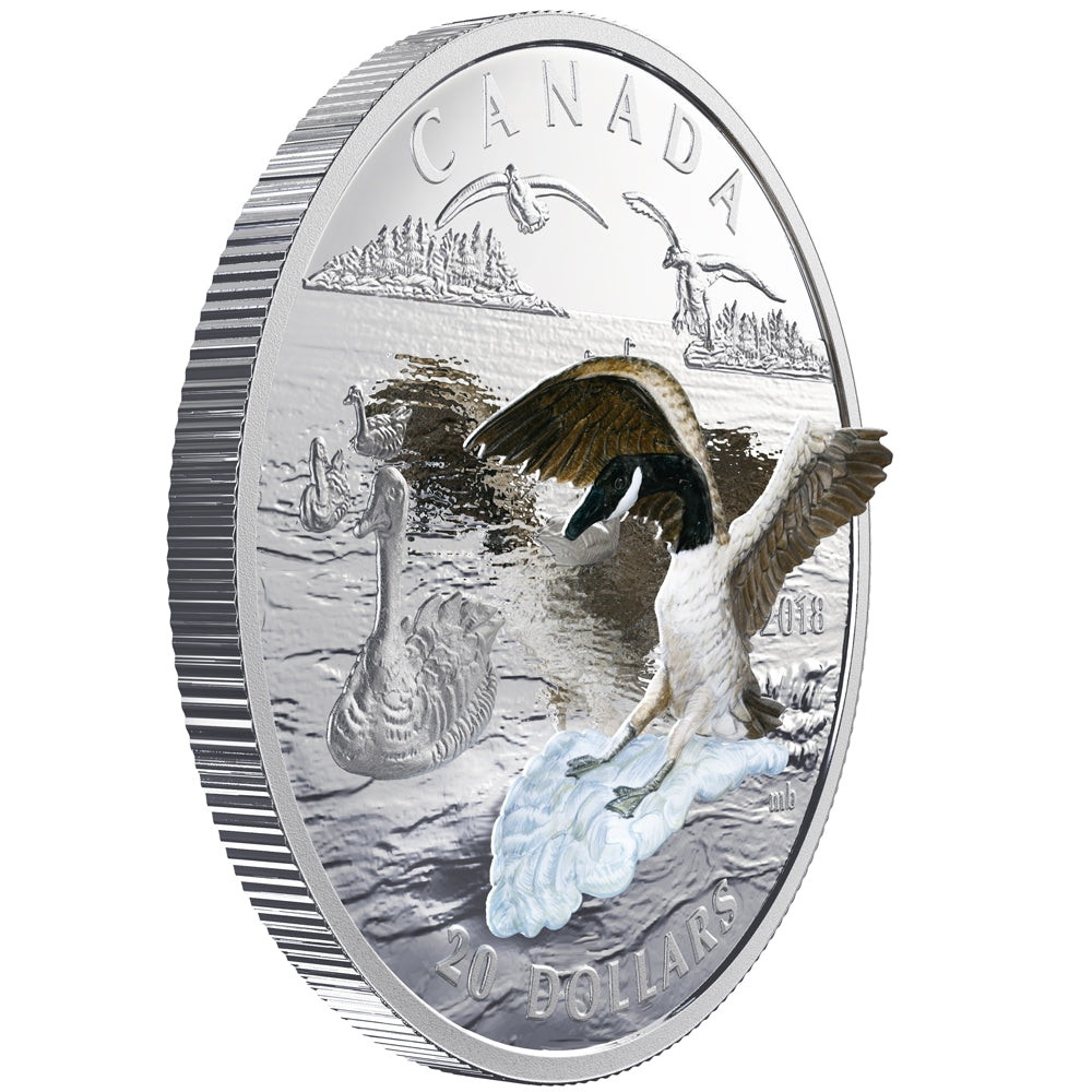 2018 $20 3-Dimensional Approaching Canada Goose Fine Silver (No Tax)