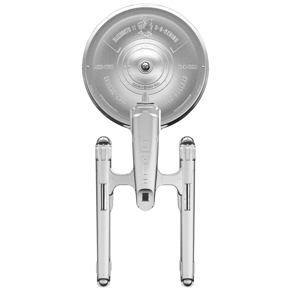 2017 Canada $100 Star Trek U.S.S. Enterprise NCC-1701 10oz. Shaped Silver (No Tax) Bent sleeve