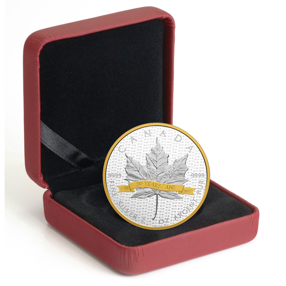 2018 Canada $10 SML Tribute to 30 Years 2oz. Gold Plated Fine Silver (No Tax)
