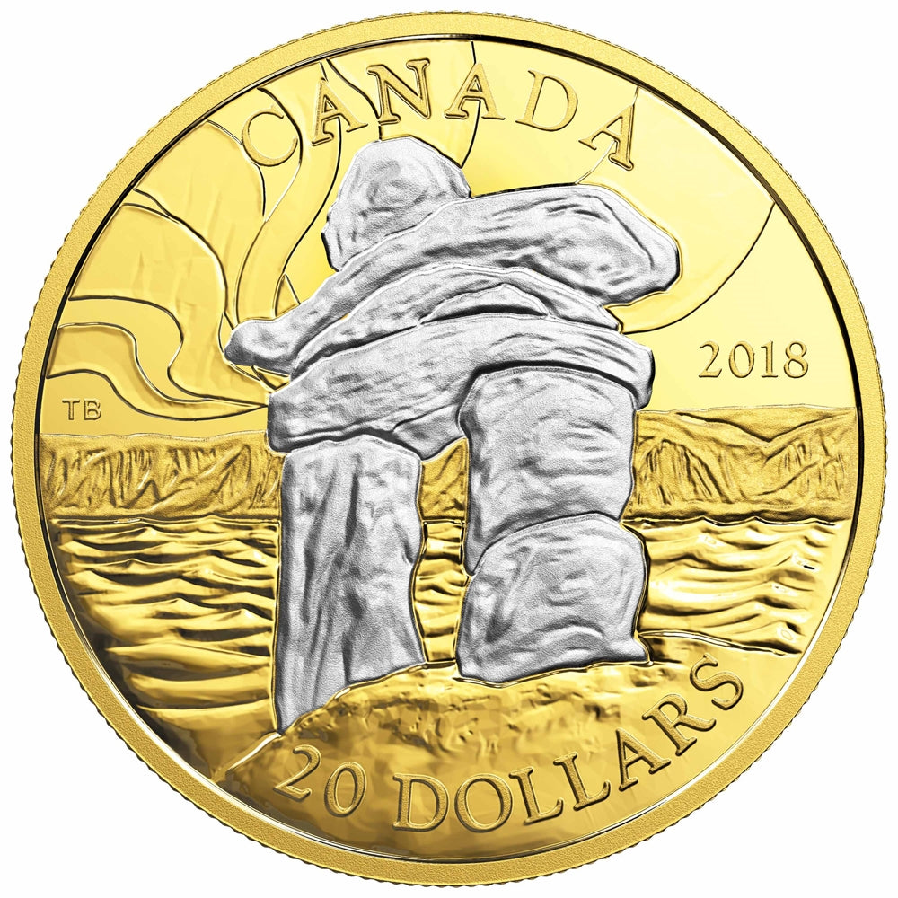 RDC 2018 $20 Canada's Iconic Inukshuk Gold Plated Silver (No Tax) missing sleeve