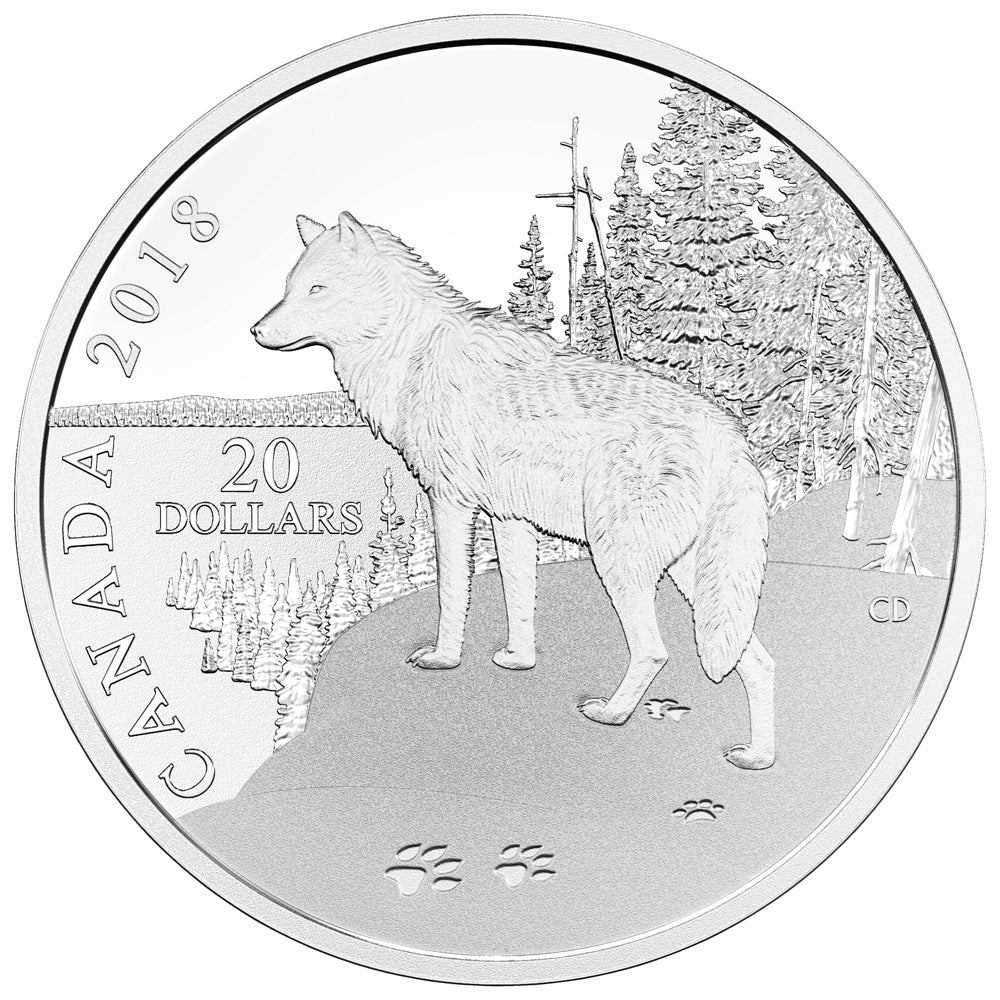 RDC 2018 Canada $20 Nature's Impression - Wolf Fine Silver (No Tax) Toned