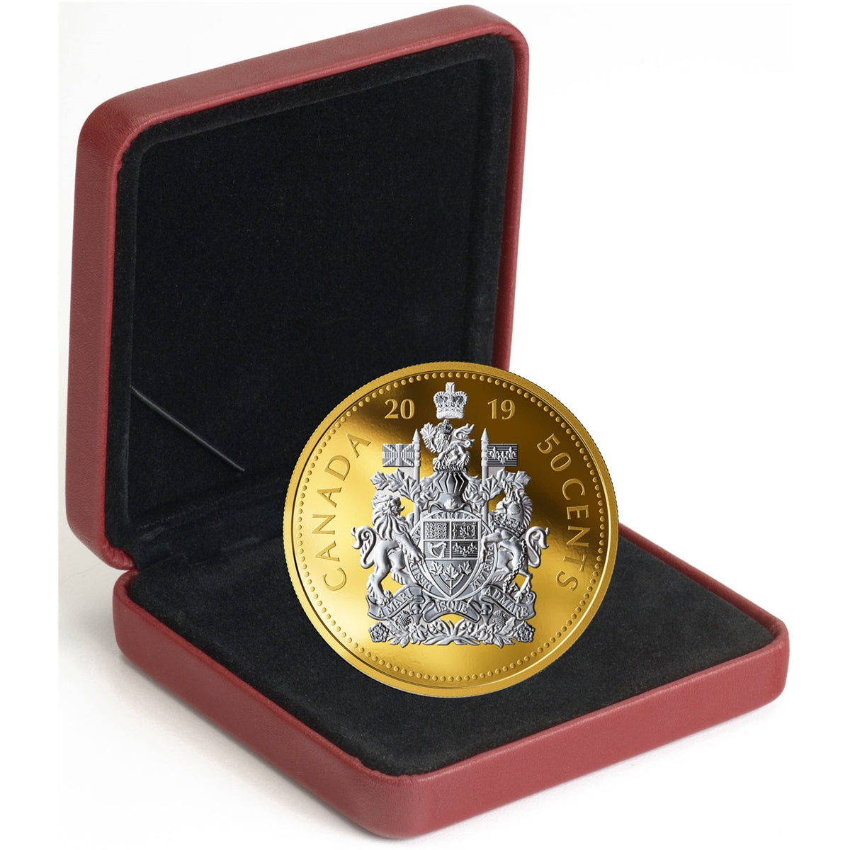 2019 Canada 50-cent Big Coin Reverse Gold Plated 5oz. Fine Silver (No Tax)