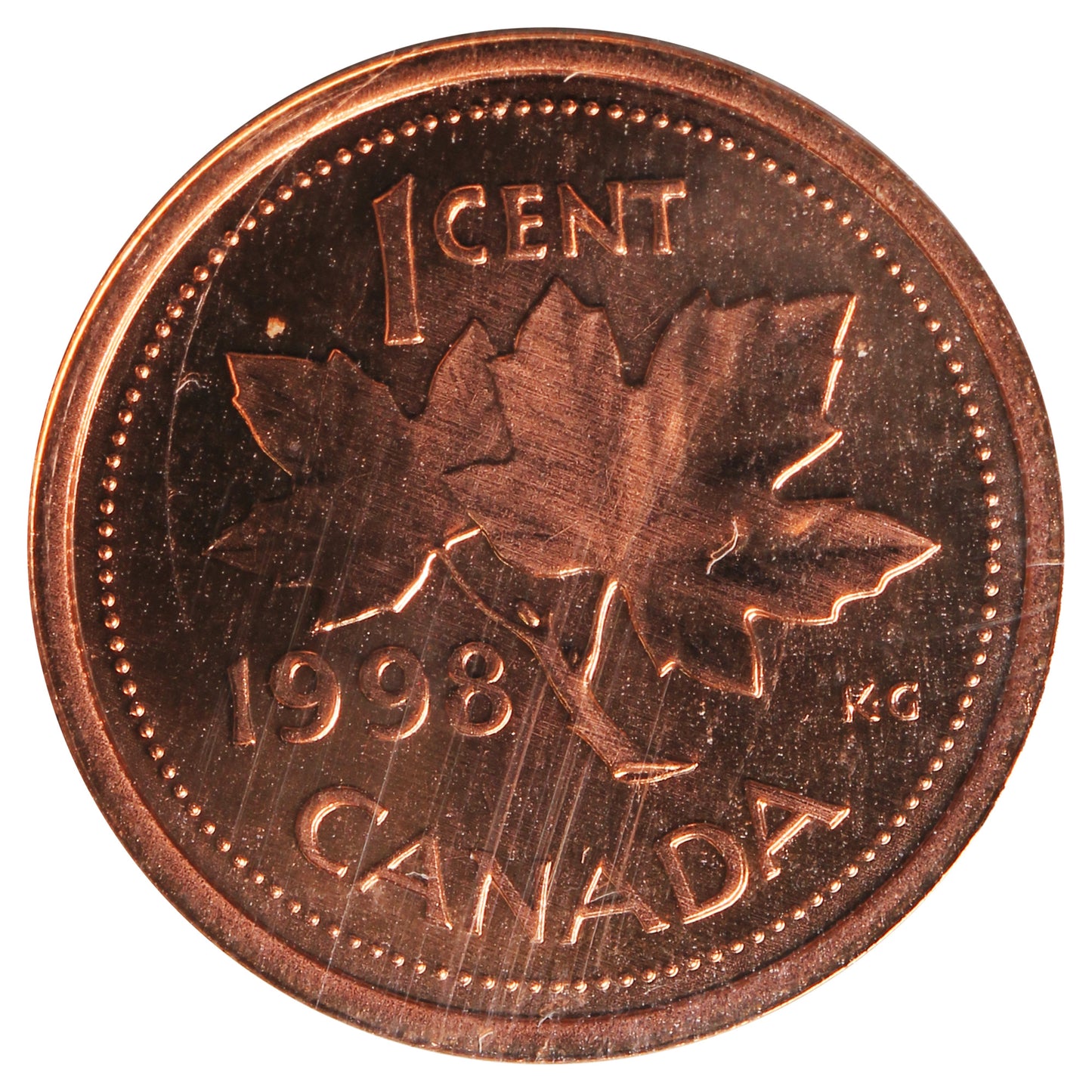 1998W Canada 1-cent ICCS Certified MS67 Red; NBU