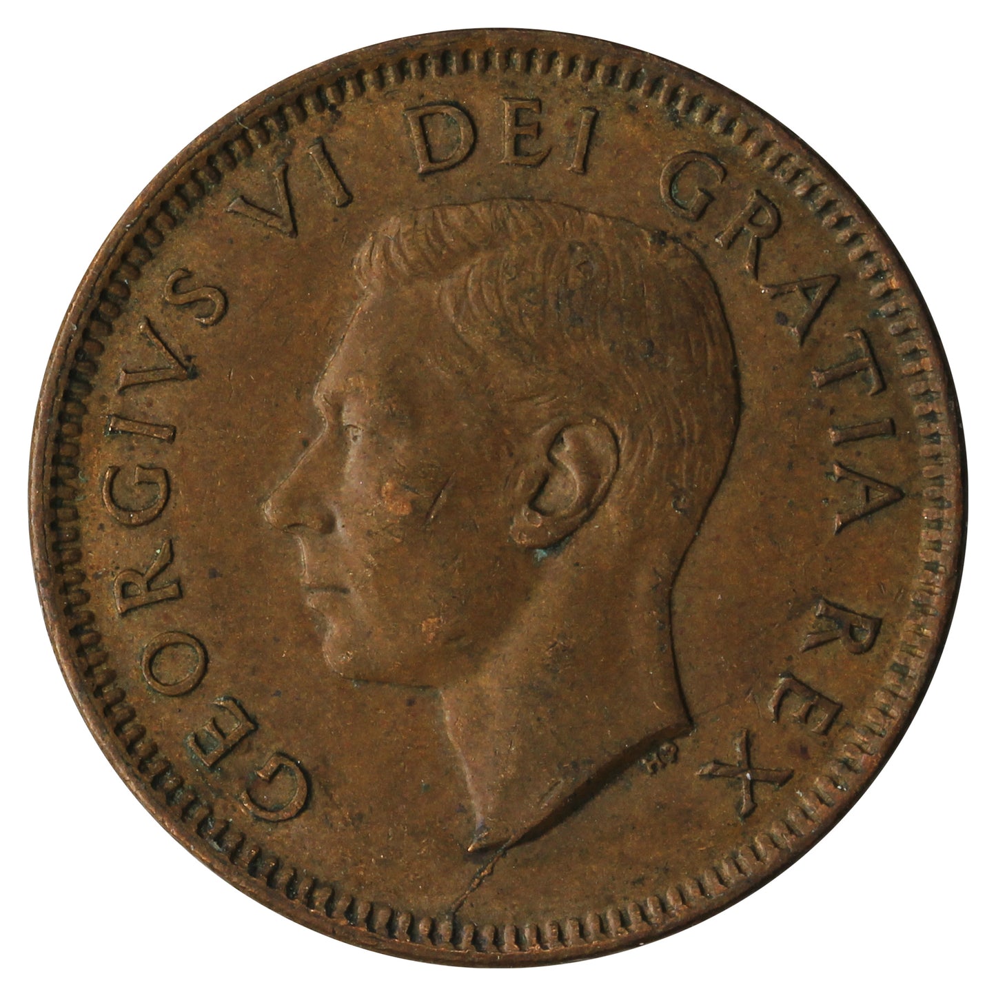 1948 A To Denticle (Large Denticles) Canada 1-cent Circulated