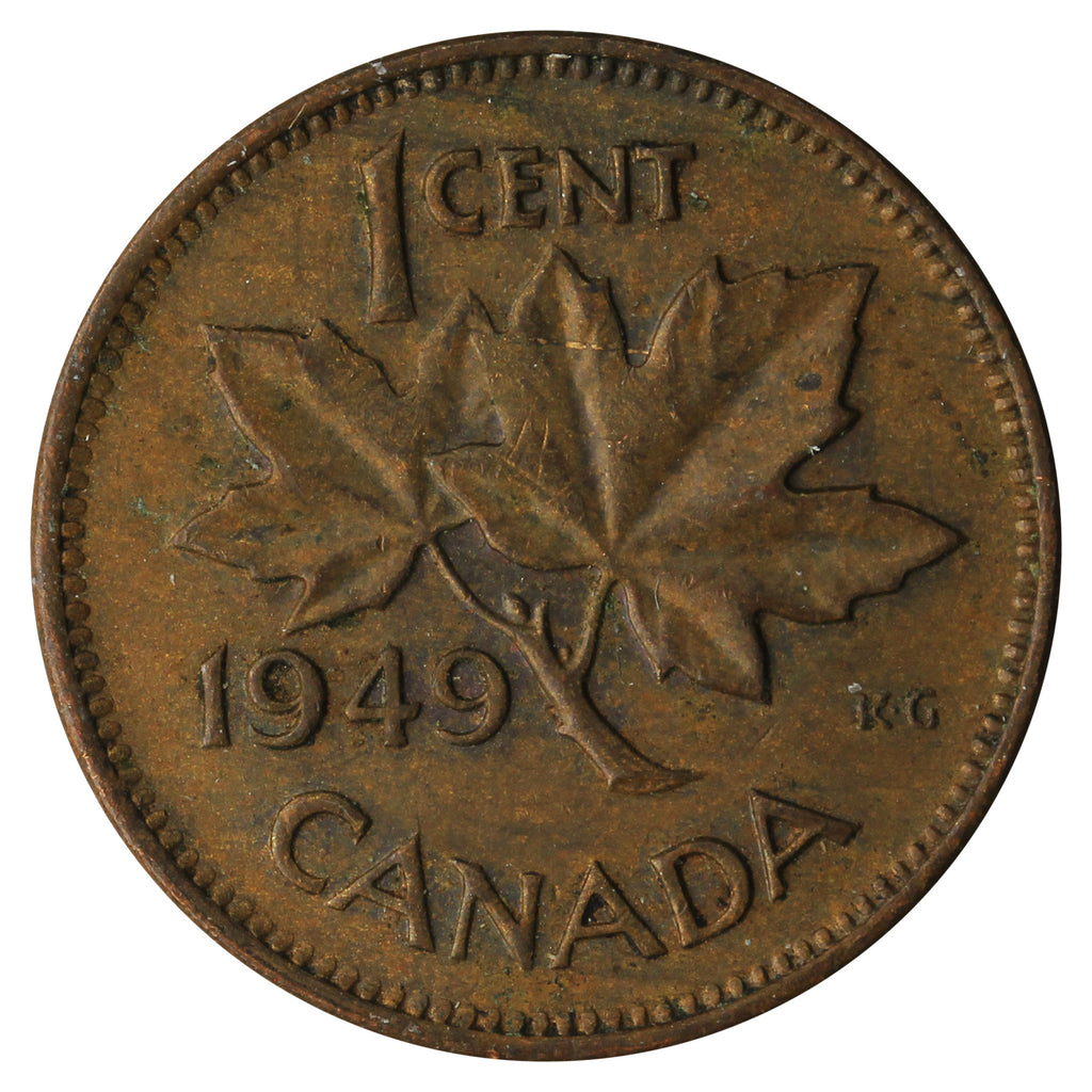 1949 A Between Denticles Canada 1-cent Circulated