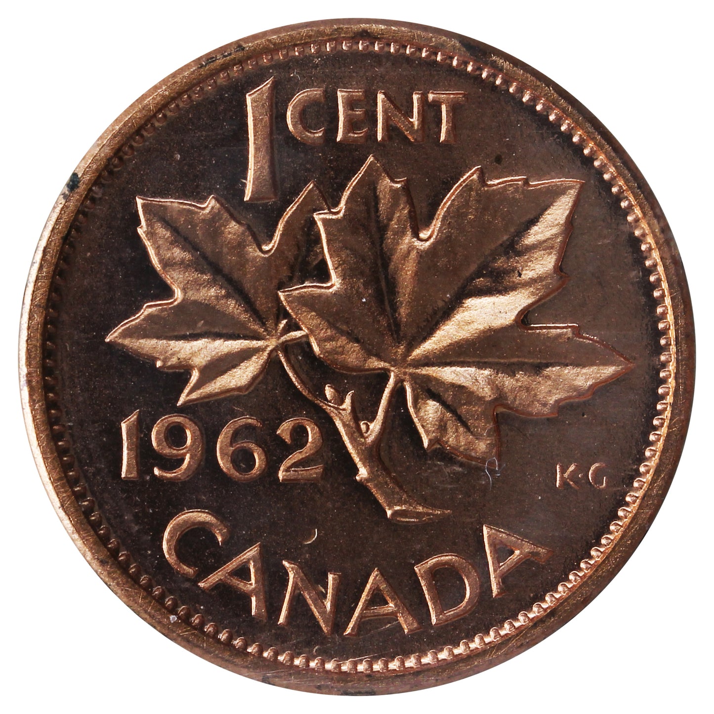 1962 Canada 1-cent ICCS Certified PL65 Red; Heavy Cameo