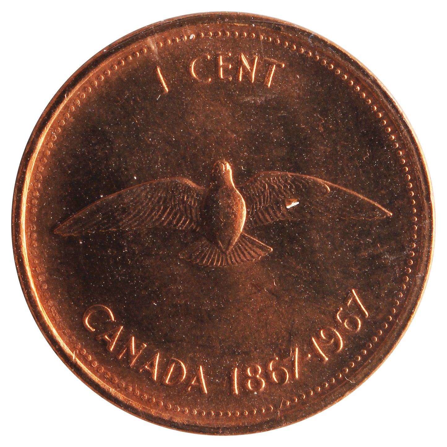 1967 Canada 1-cent ICCS Certified MS65 Red