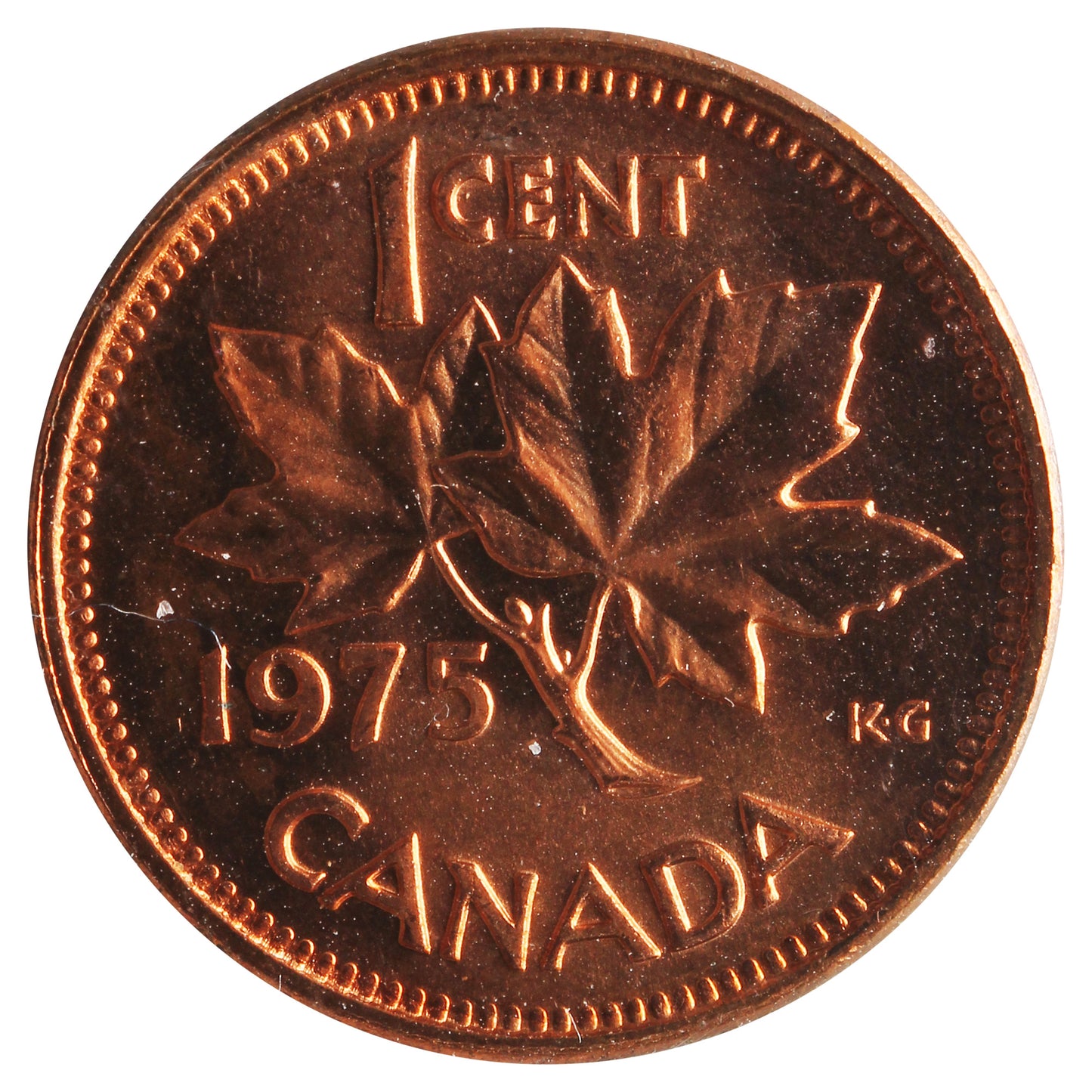 1975 Canada 1-cent ICCS Certified MS66 Red
