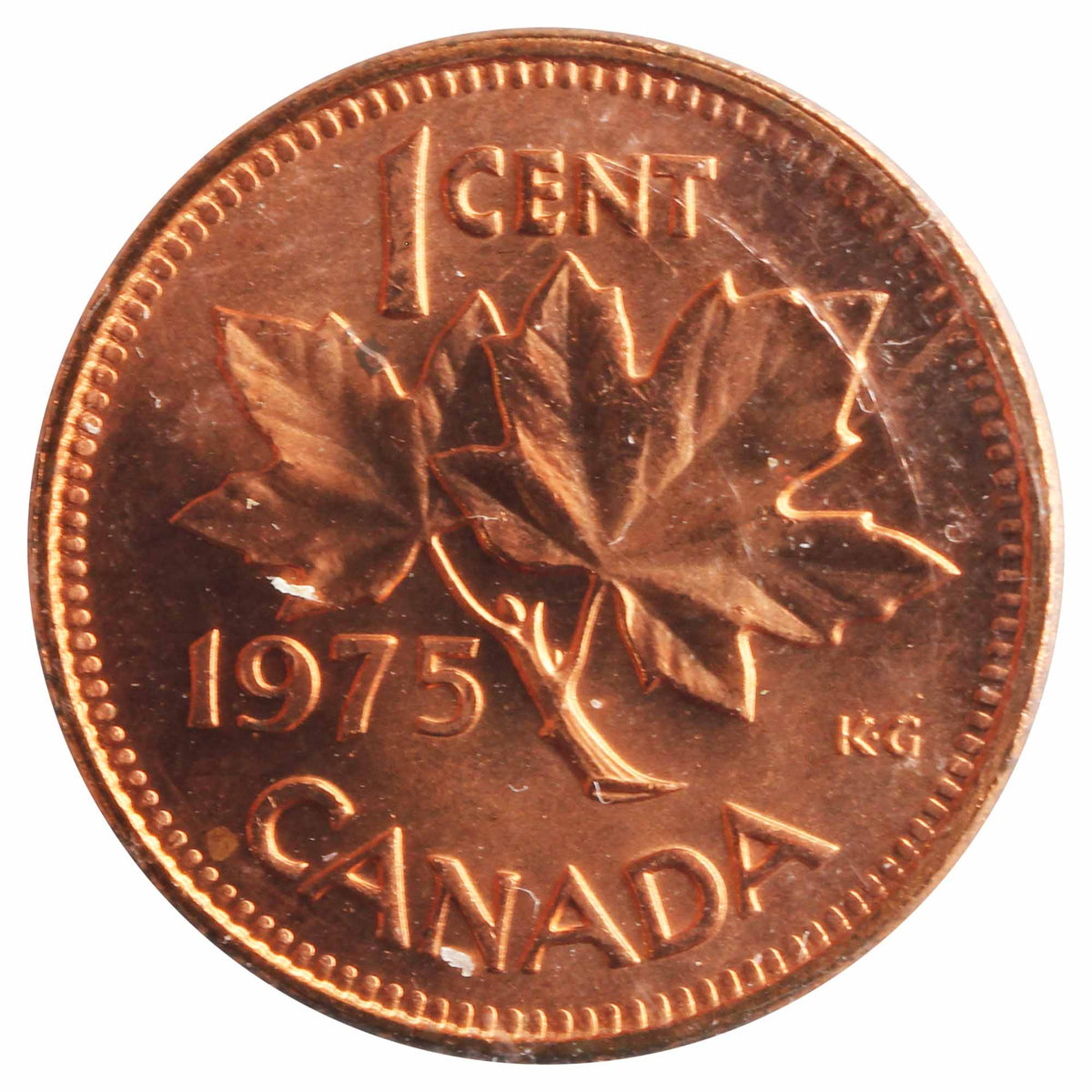 1975 Canada 1-cent ICCS Certified MS65 Red