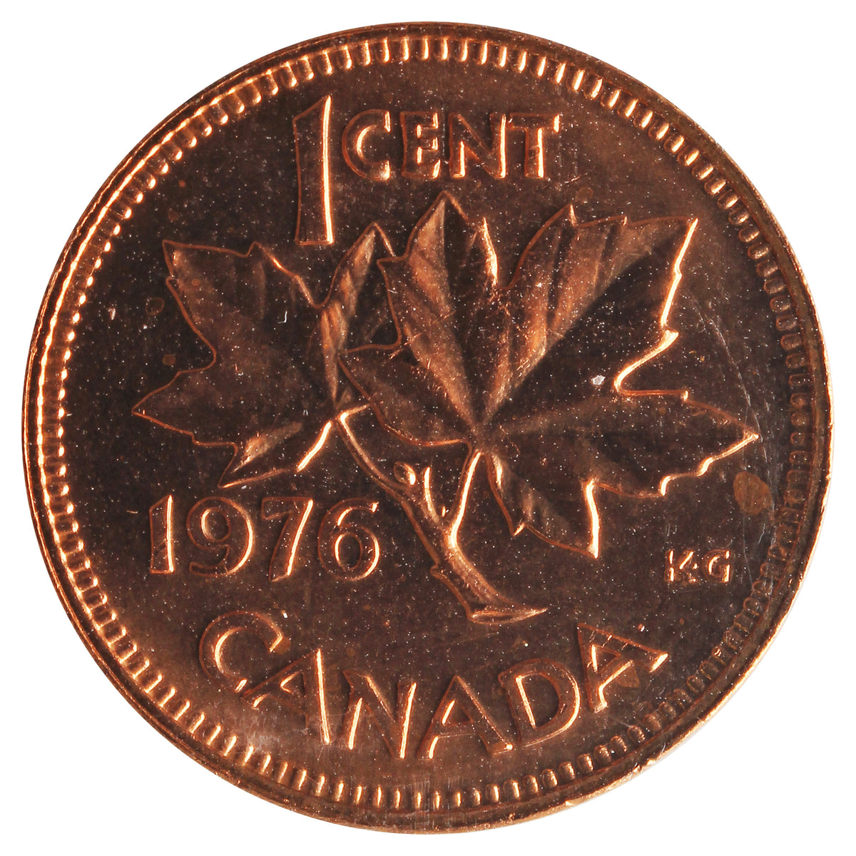1976 Canada 1-cent ICCS Certified MS66 Red