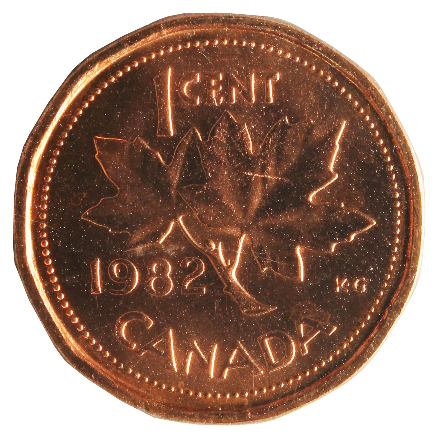 1982 Canada 1-cent ICCS Certified MS65 Red