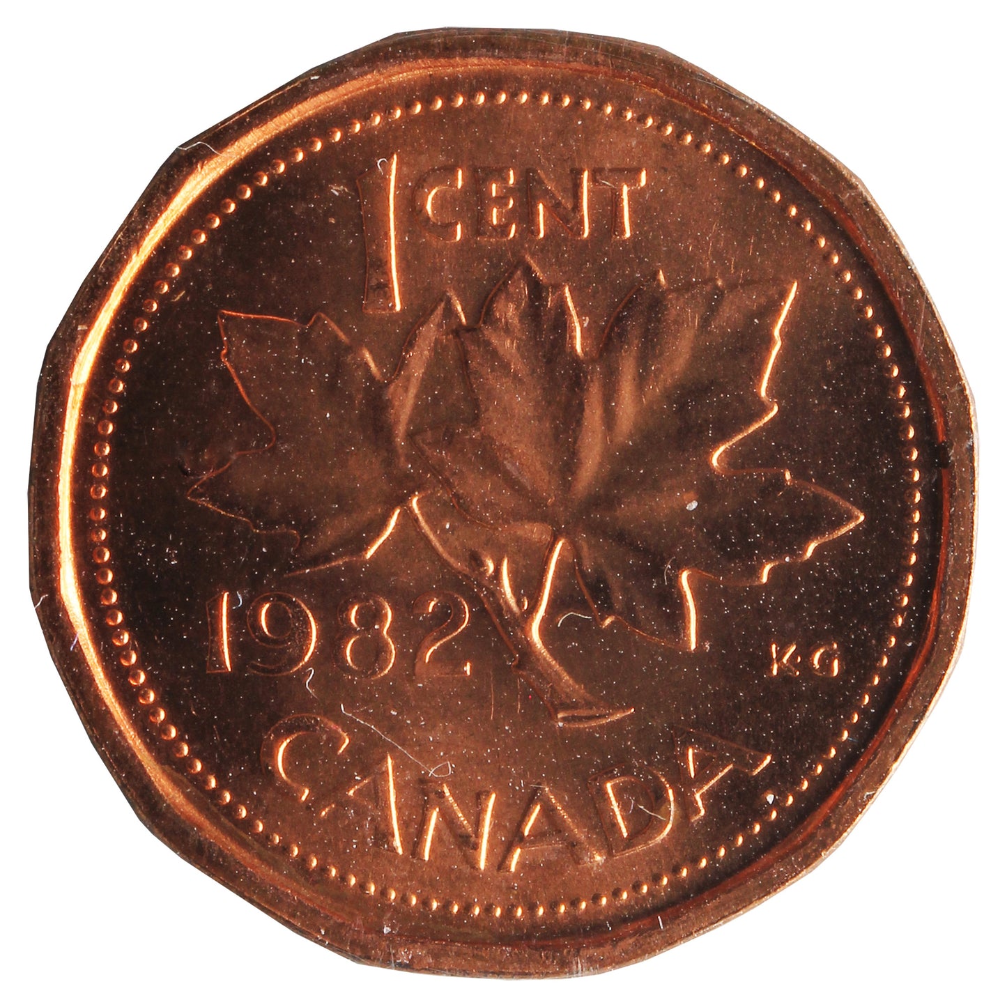 1982 Canada 1-cent ICCS Certified MS64 Red