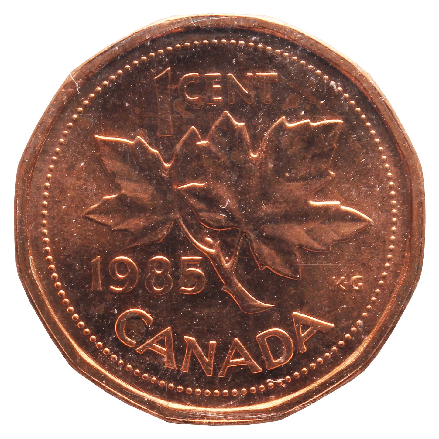 1985 Pointed 5 Canada 1-cent ICCS Certified MS63 Red
