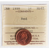 1998 Canada 1-cent ICCS Certified MS65 Red