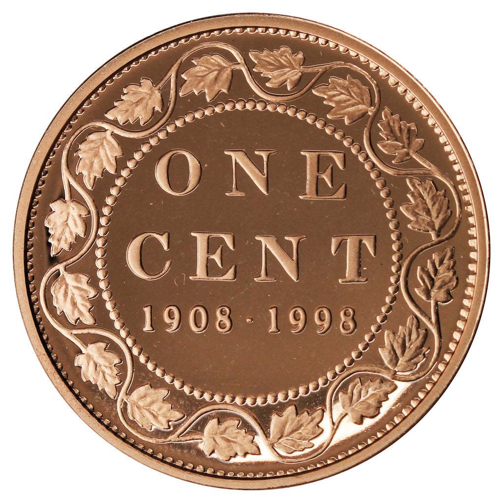 1998 (1908-1998) Commemorative Canada 1-cent Proof