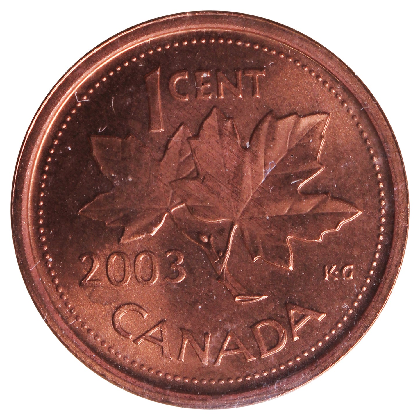 2003 Old Effigy Canada 1-cent ICCS Certified MS66 Red