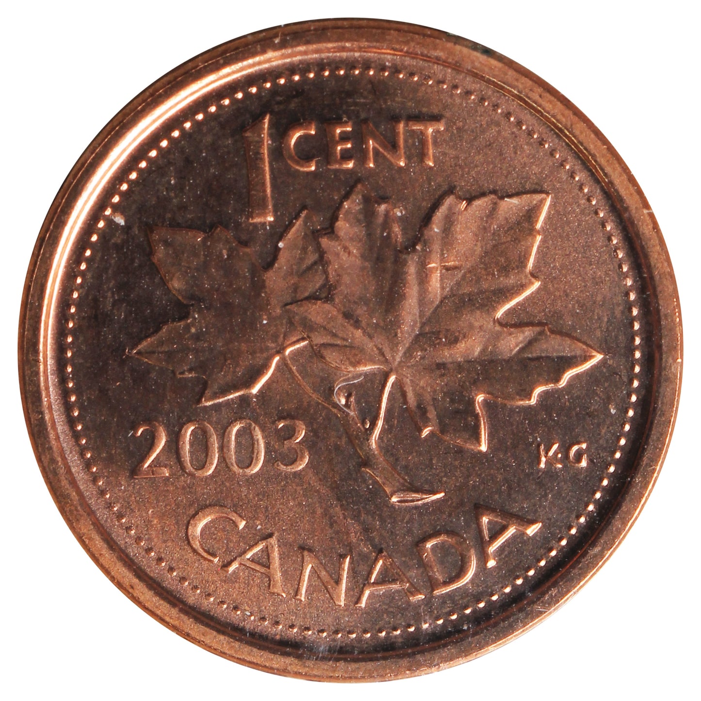 2003P New Effigy Canada 1-cent ICCS Certified MS65 Red