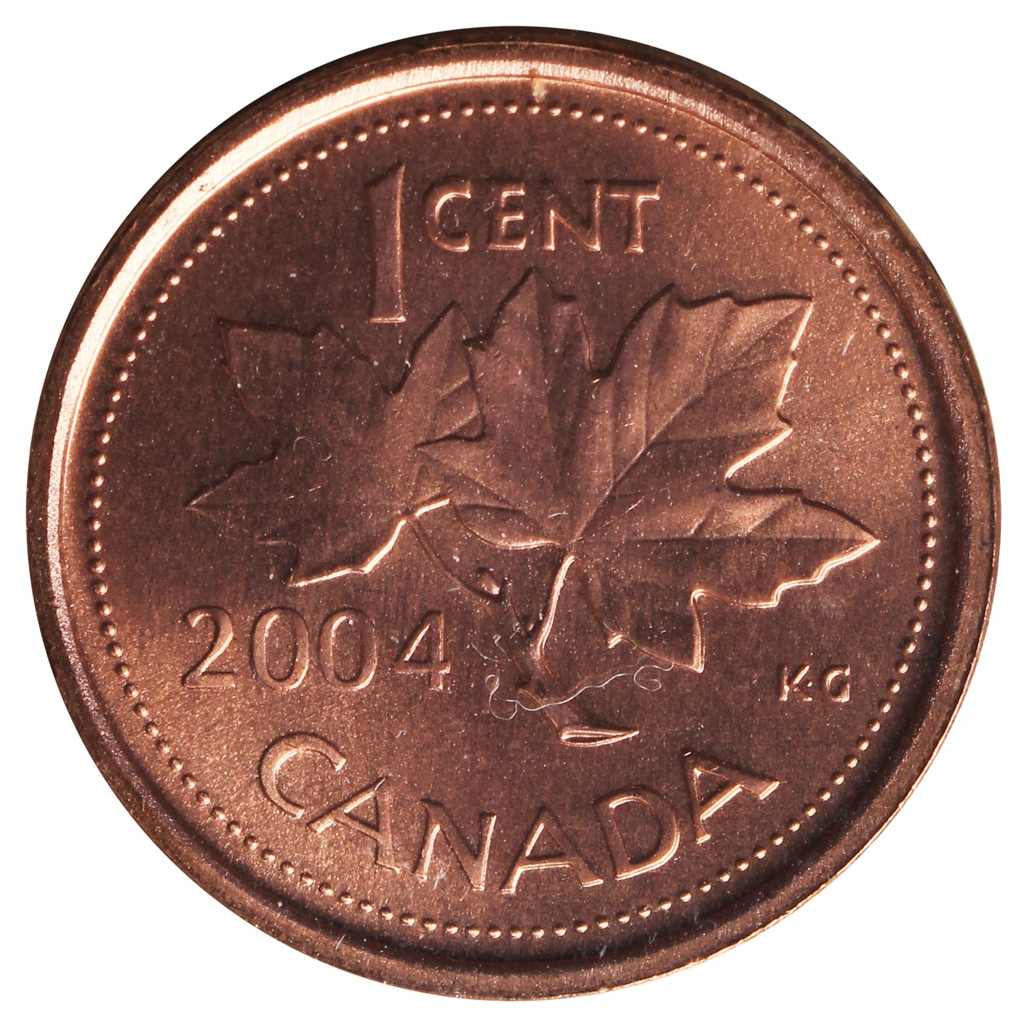 2004 Canada 1-cent ICCS Certified MS65 Red