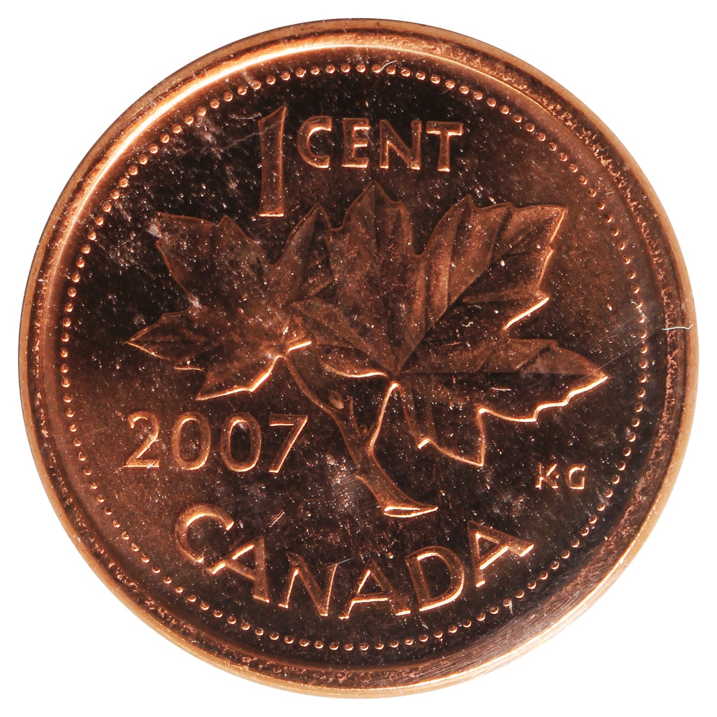2007 Magnetic Canada 1-cent ICCS Certified MS-67 Red