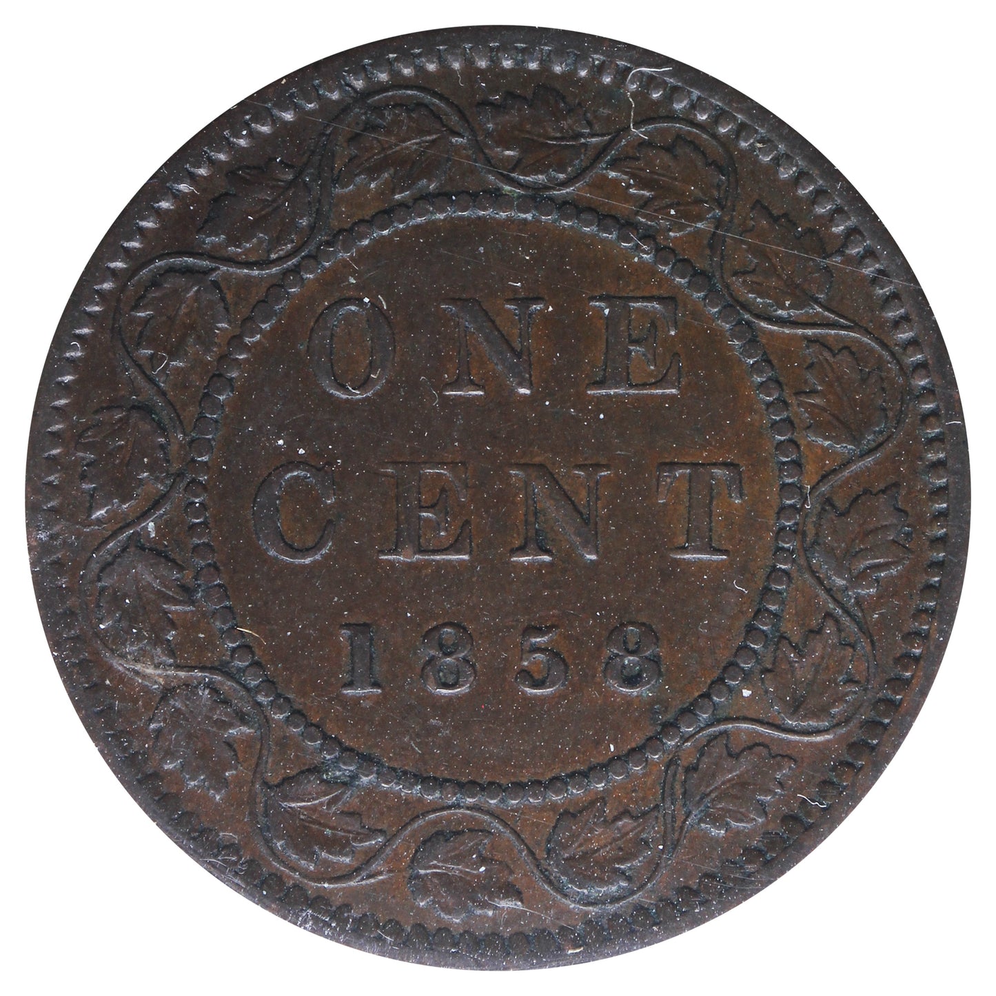 1858 Canada 1-cent ICCS Certified EF40