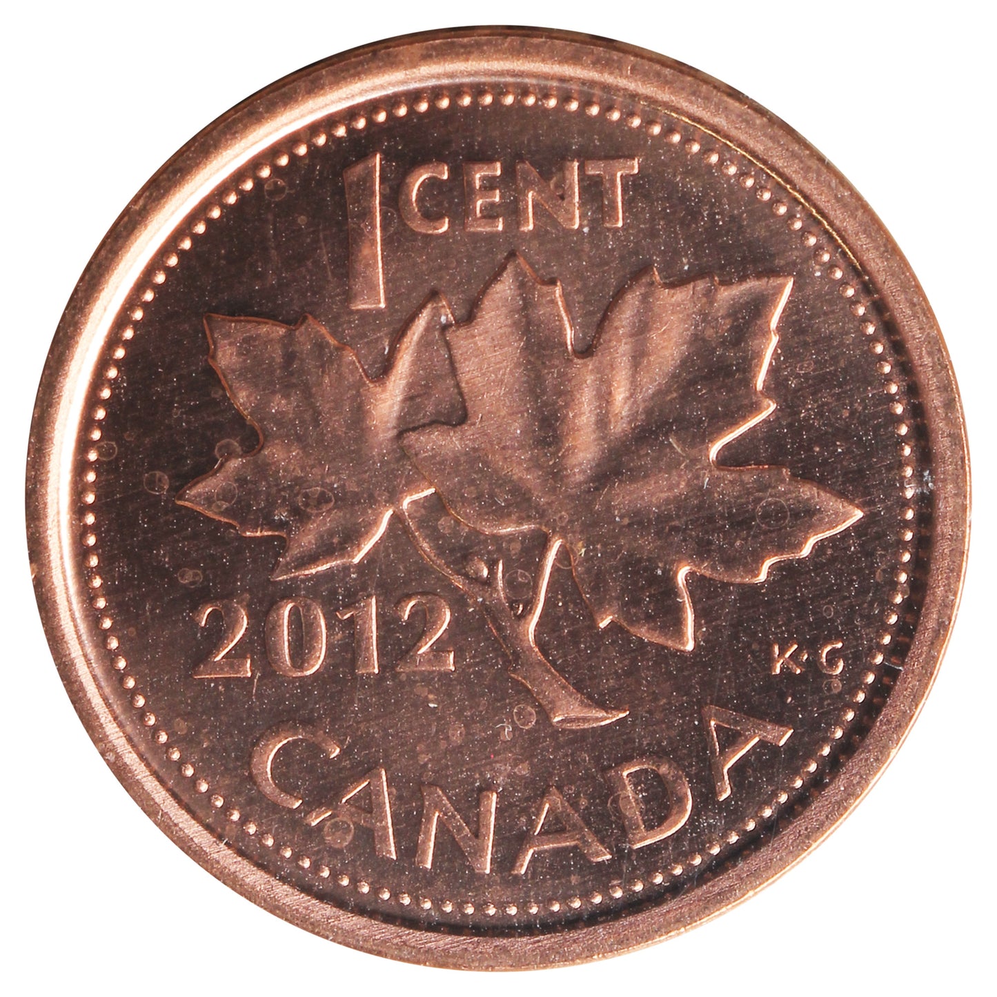 2012 Non Magnetic Canada 1-cent ICCS Certified MS65 Red