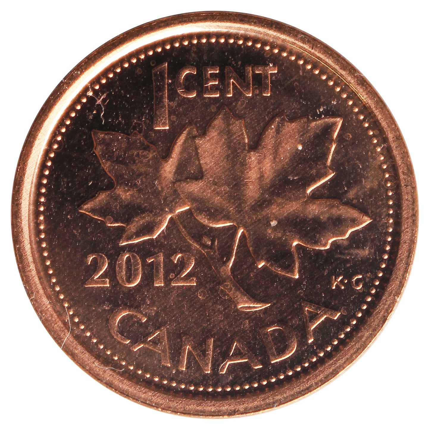 2012 Non Magnetic Canada 1-cent ICCS Certified MS66 Red