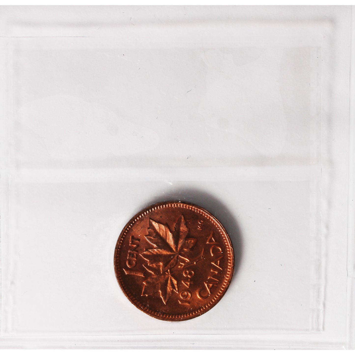 1948 A Off Denticle Canada 1-cent ICCS Certified MS-63 Red