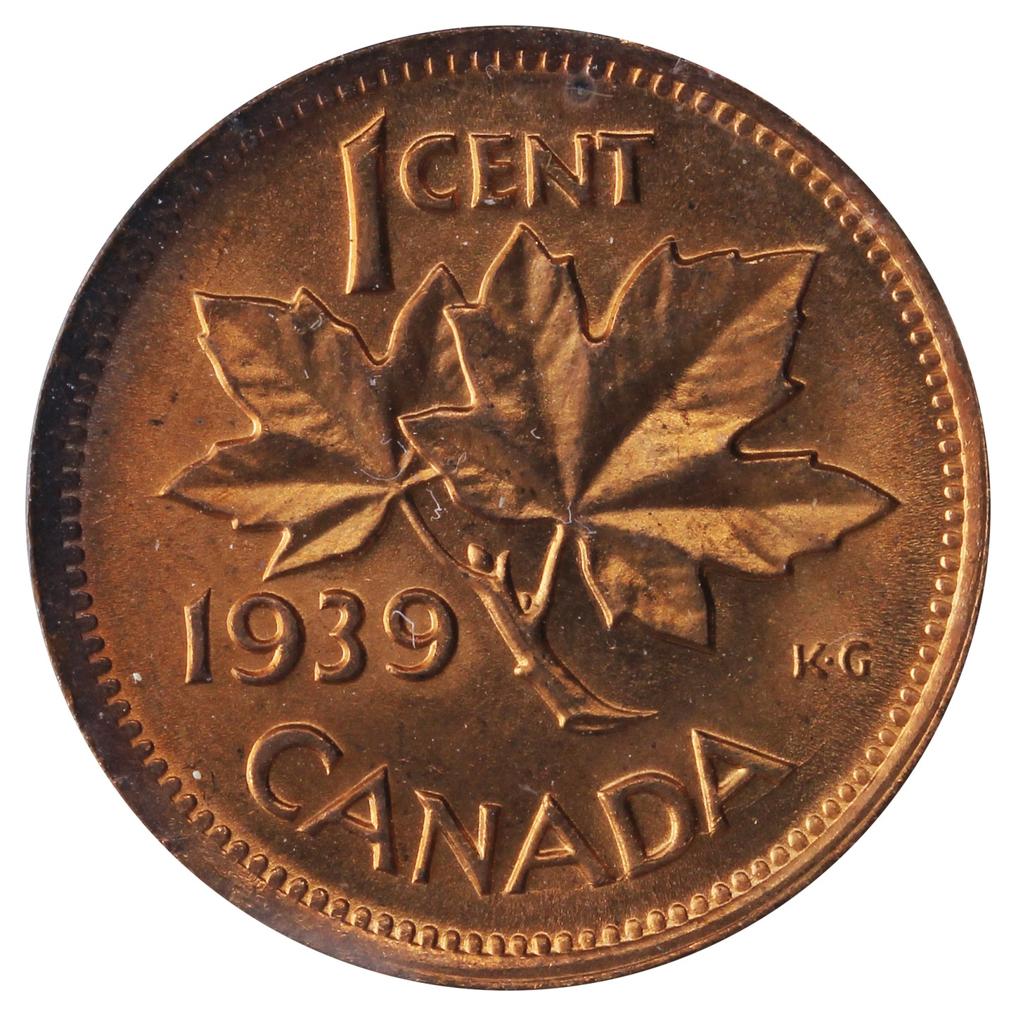 1939 Canada 1-cent ICCS Certified MS66 Red (XMY 378)