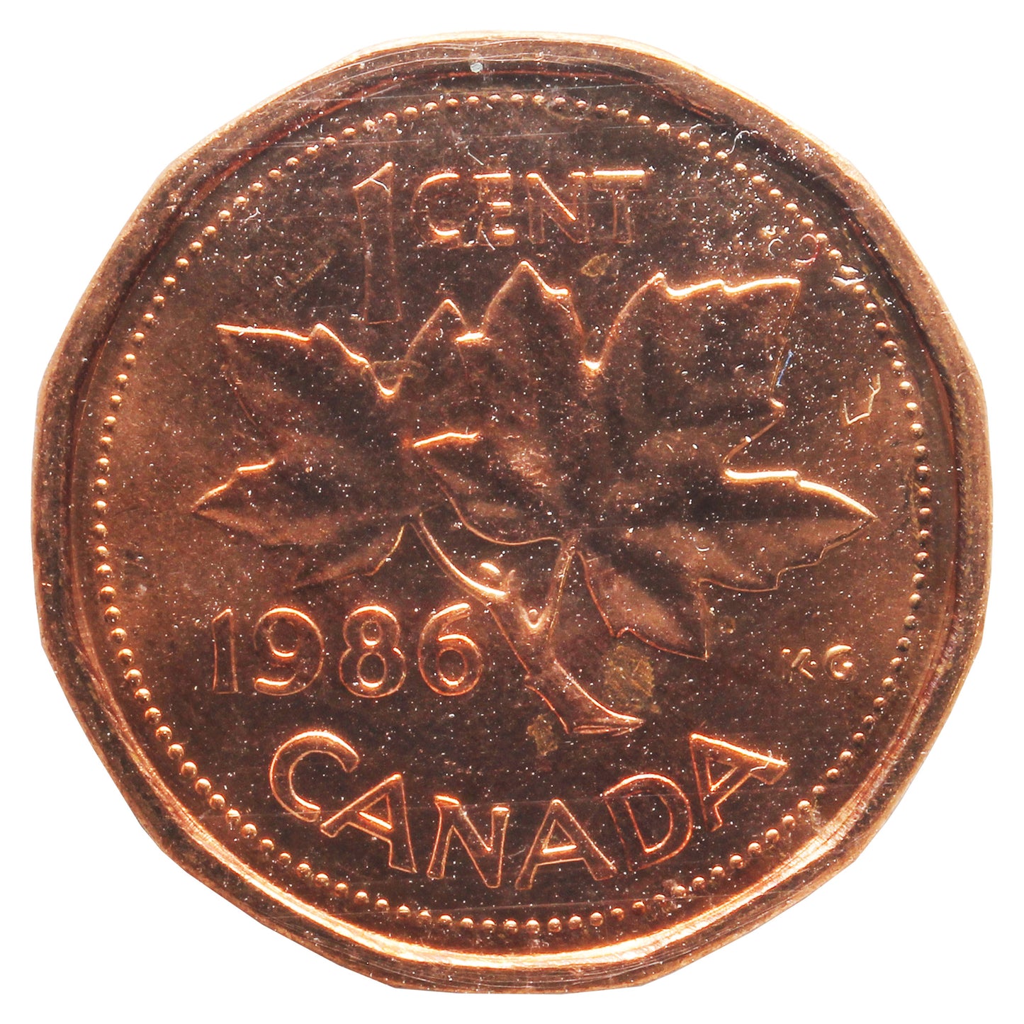 1986 Canada 1-cent ICCS Certified MS-66 Red