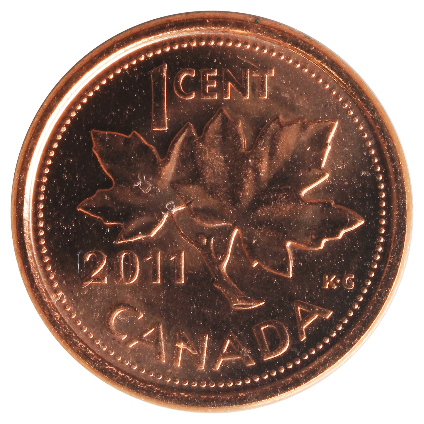 2011 Magnetic Canada 1-cent ICCS Certified MS-64 Red