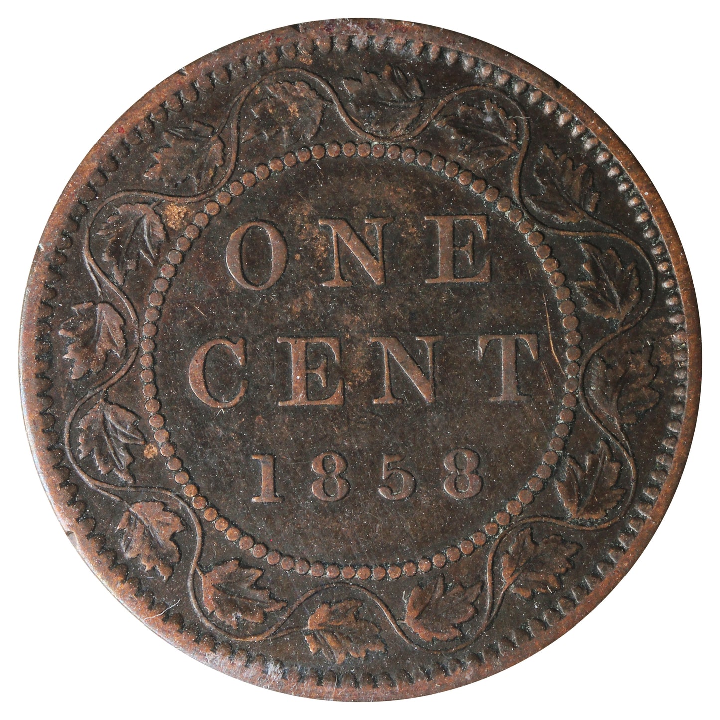1858 Canada 1-cent ICCS Certified VF-20