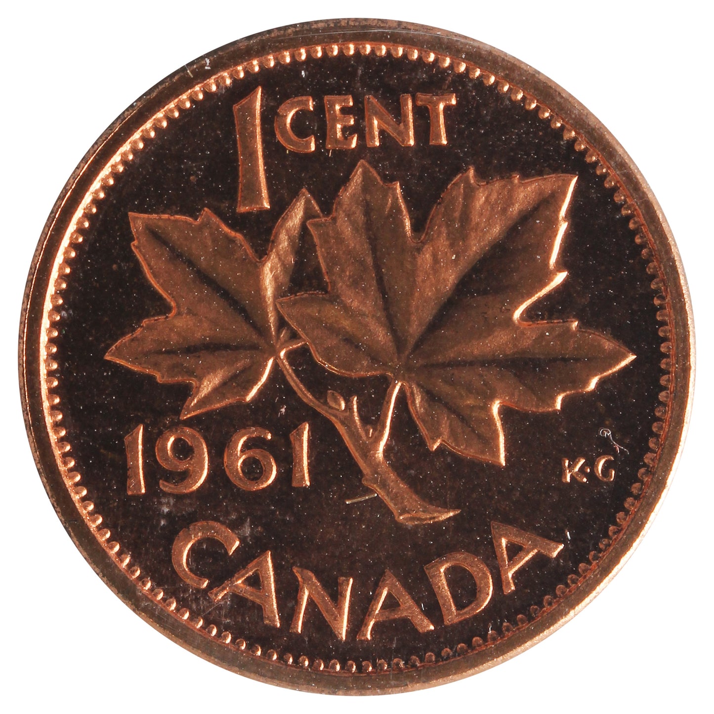 1961 Canada 1-cent ICCS Certified PL66 Red; UHC