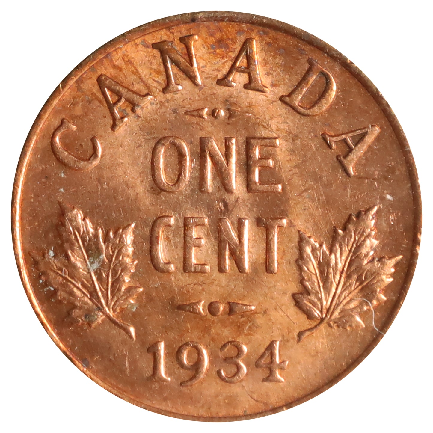 1934 Canada 1-cent ICCS Certified MS64 Red