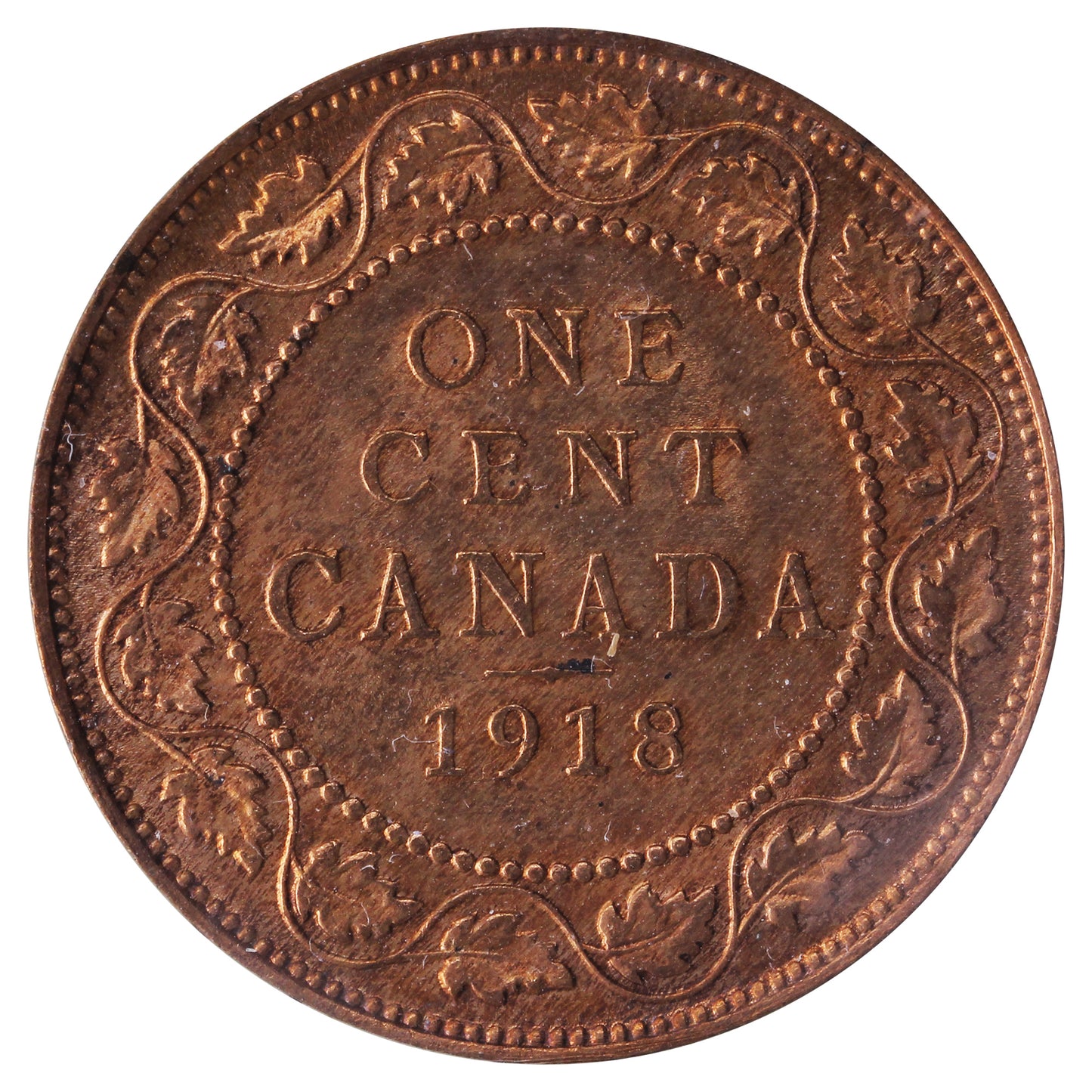 1918 Canada 1-cent ICCS Certified MS63 Red