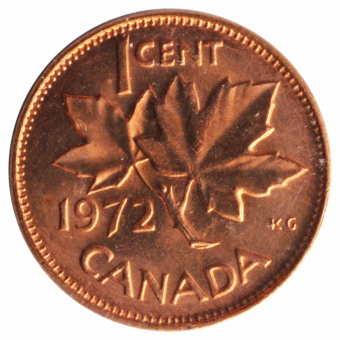1972 Canada 1-cent ICCS Certified MS-65 Red