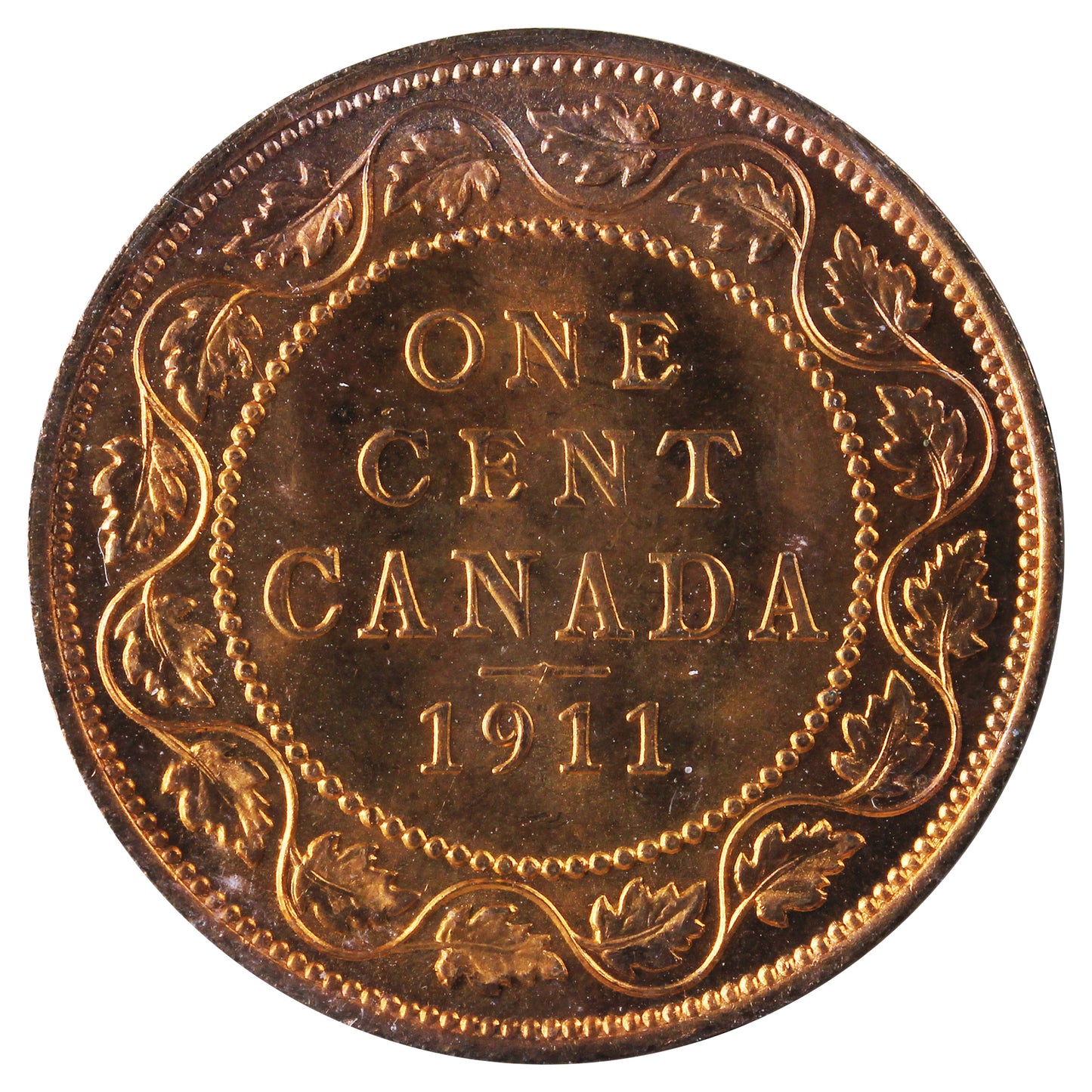 1911 Canada 1-cent ICCS Certified MS65 Red (NA 207)