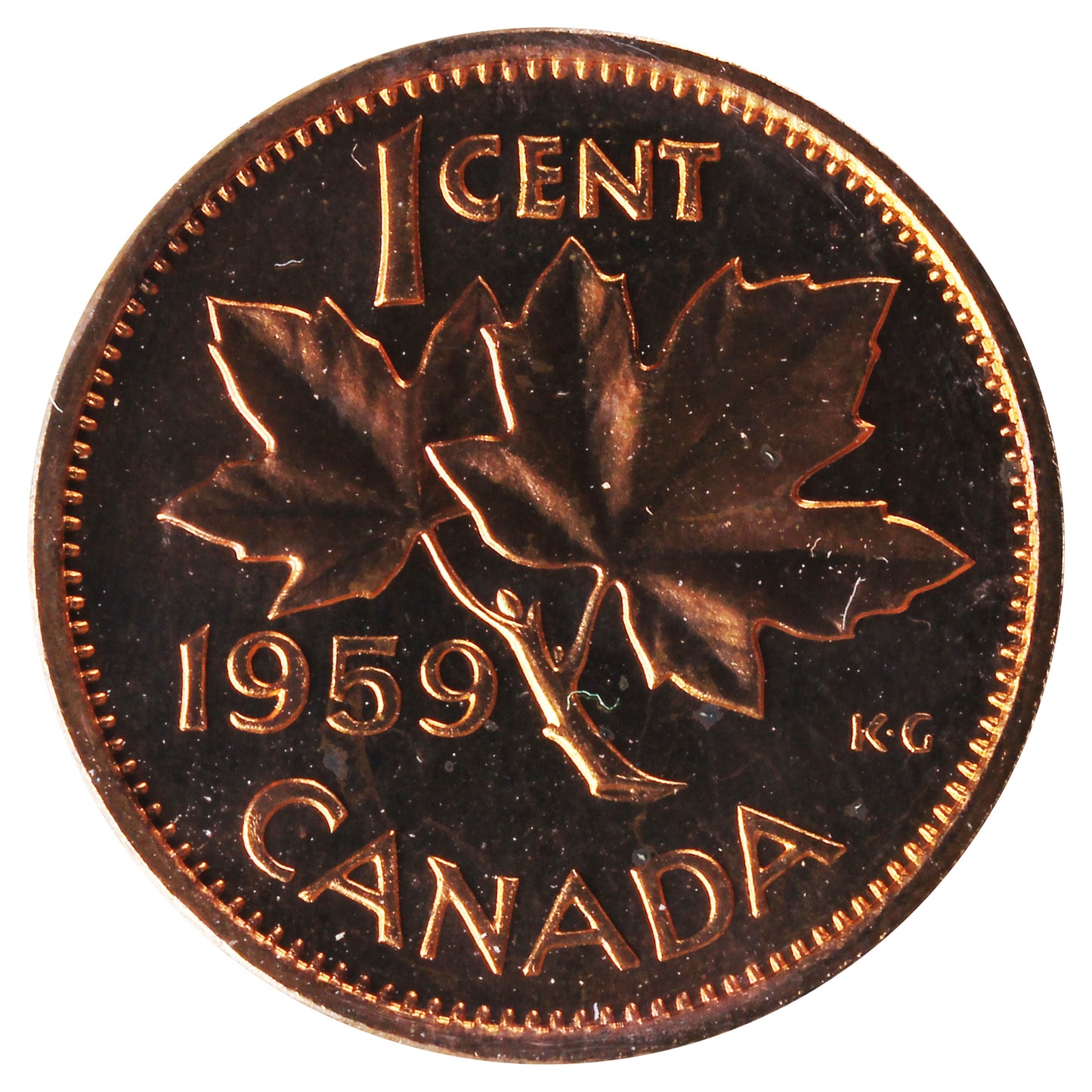1959 Canada 1-cent ICCS Certified PL65 Red; Ultra Heavy Cameo