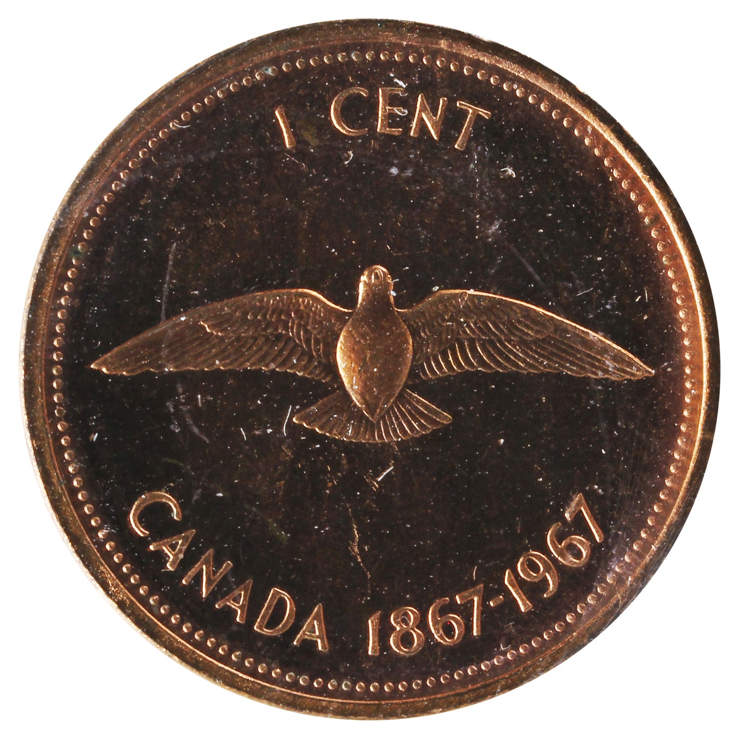 1967 Canada 1-cent ICCS Certified SP66 Red; Heavy Cameo