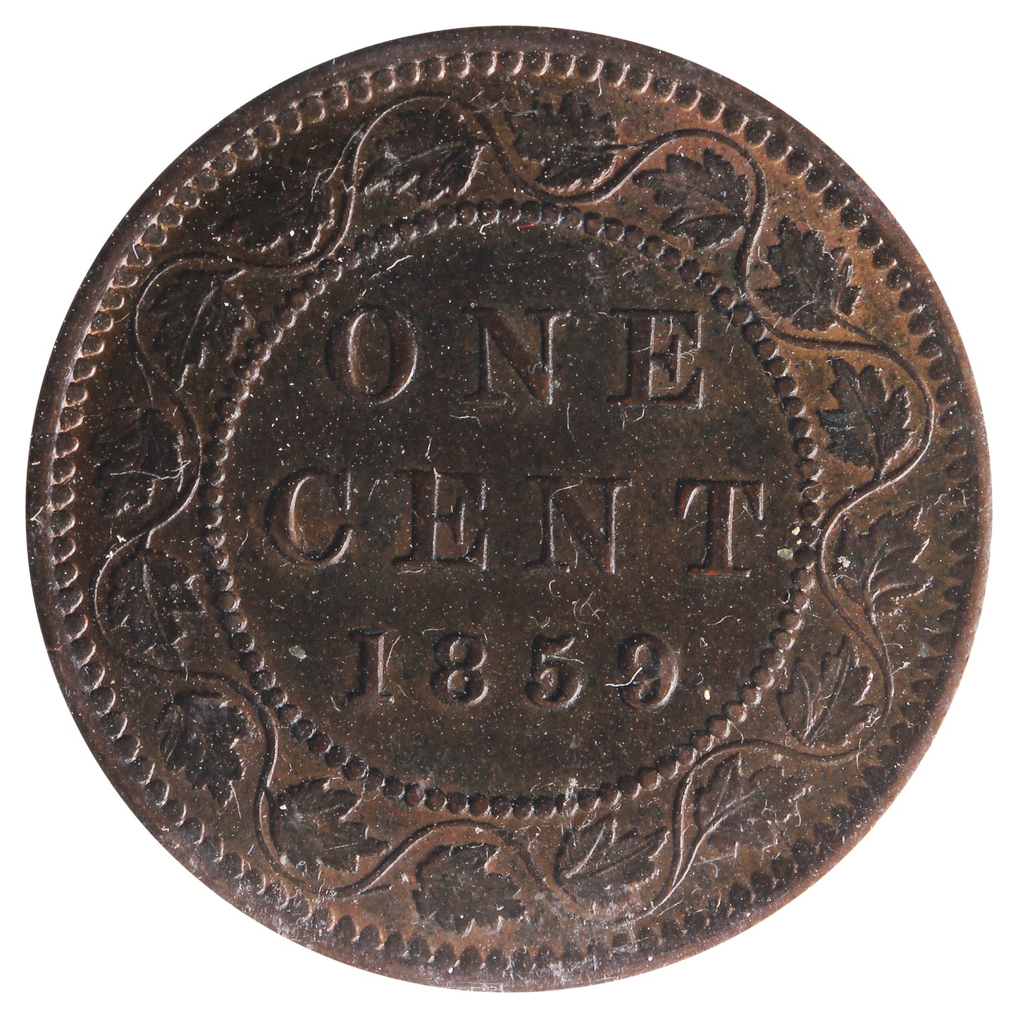 1859 Wide 9/8 Canada 1-cent ICCS Certified MS60 Brown (XAI 184)
