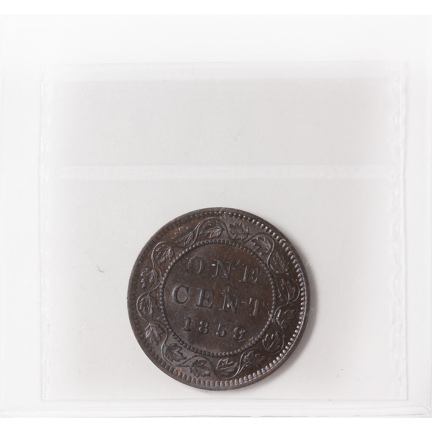 1859 Wide 9/8 Canada 1-cent ICCS Certified AU55
