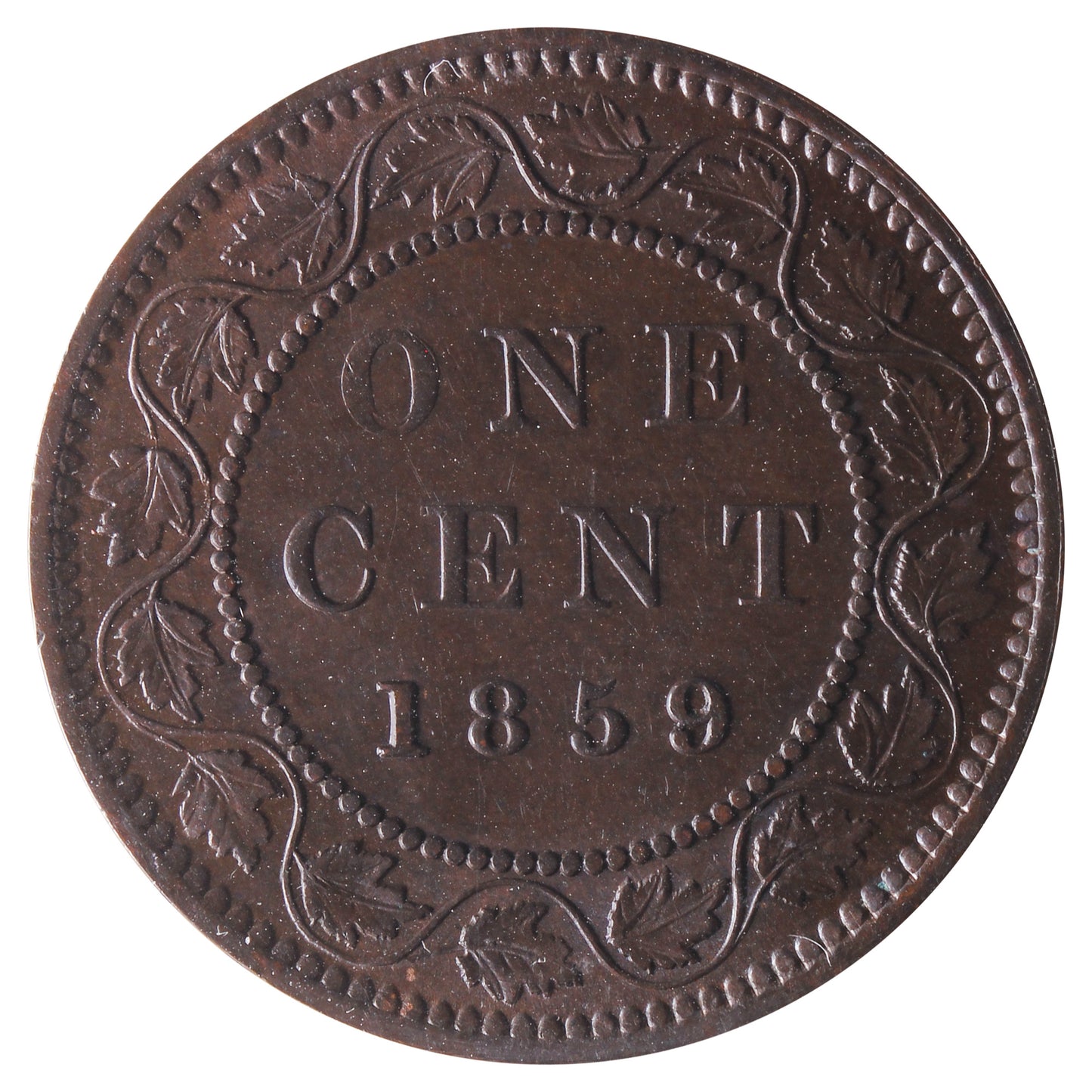 1859 Wide 9/8 Canada 1-cent ICCS Certified AU55