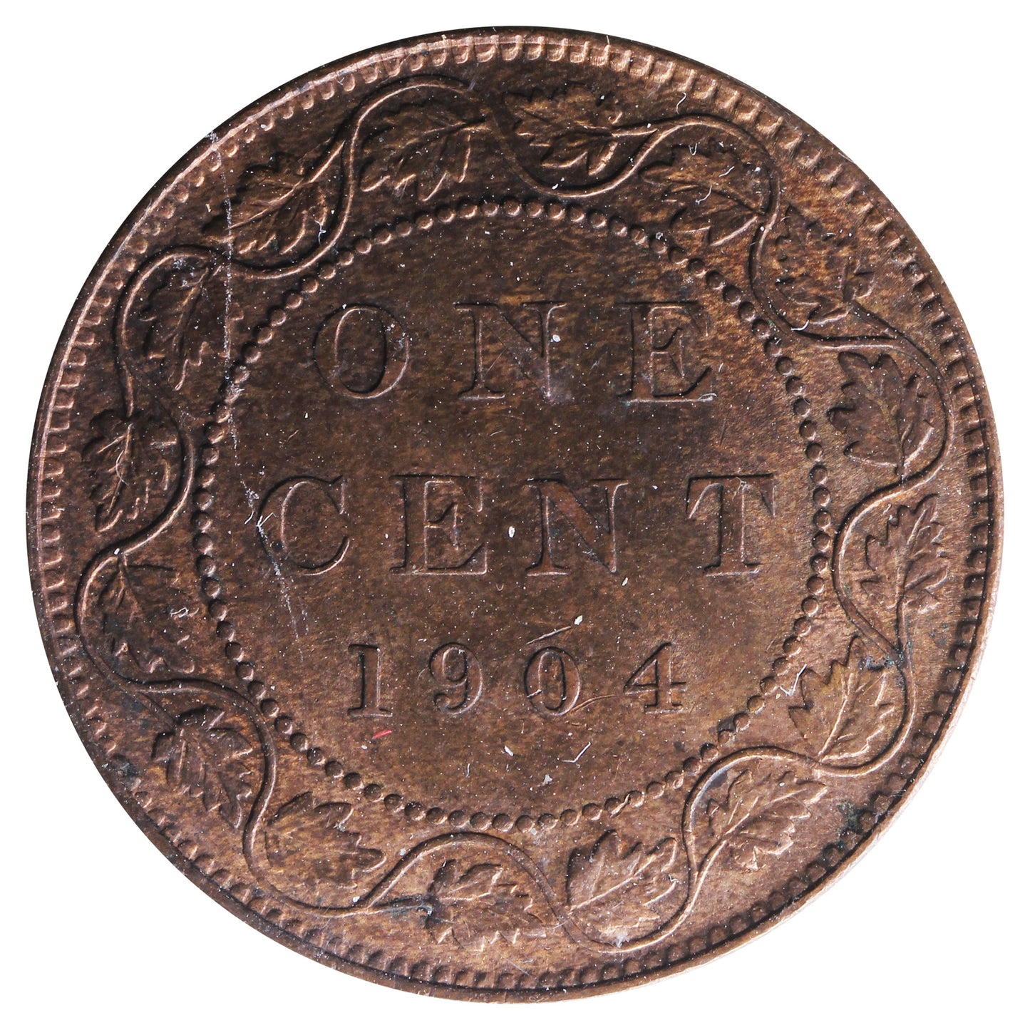 1904 Canada 1-cent ICCS Certified MS60 Trace Red
